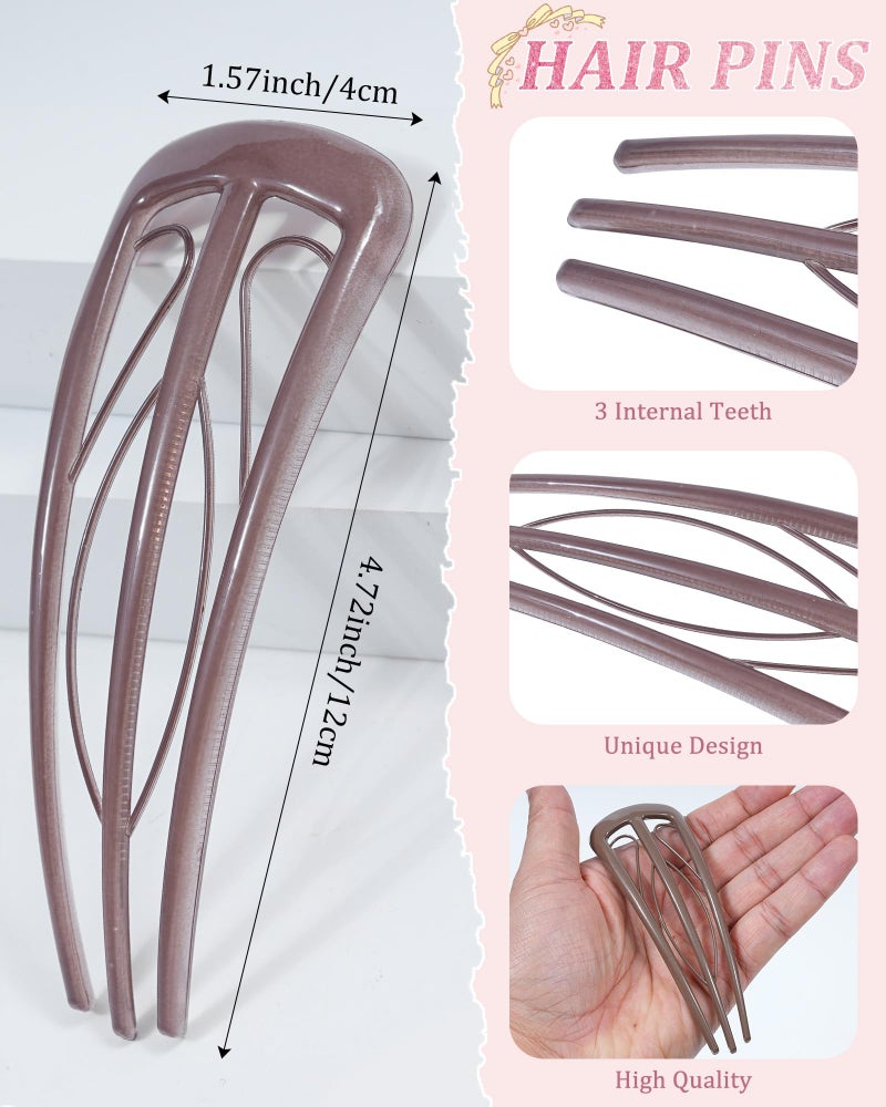 سي اتش ال اي انس اس ٦ قطع من دبابيس الشعر الفرنسية للنساء، شوكات شعر على شكل حرف U لتسريحات الكعكة والشينيون والضفائر الفرنسية، تثبيت قوي، ٣ أسنان داخلية، إكسسوارات تصفيف الشعر - Image 3